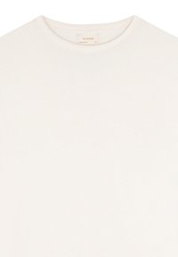 T-shirt girocollo off-white realizzato in morbido cotone, caratterizzato da una vestibilità regolare e un design minimal senza motivi o dettagli visibili.