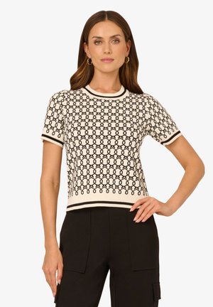 T-Shirt print - cream black double chain link