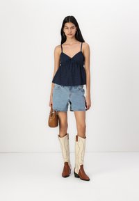 Hollister Co. Easy Babydoll Top - Linne - navy