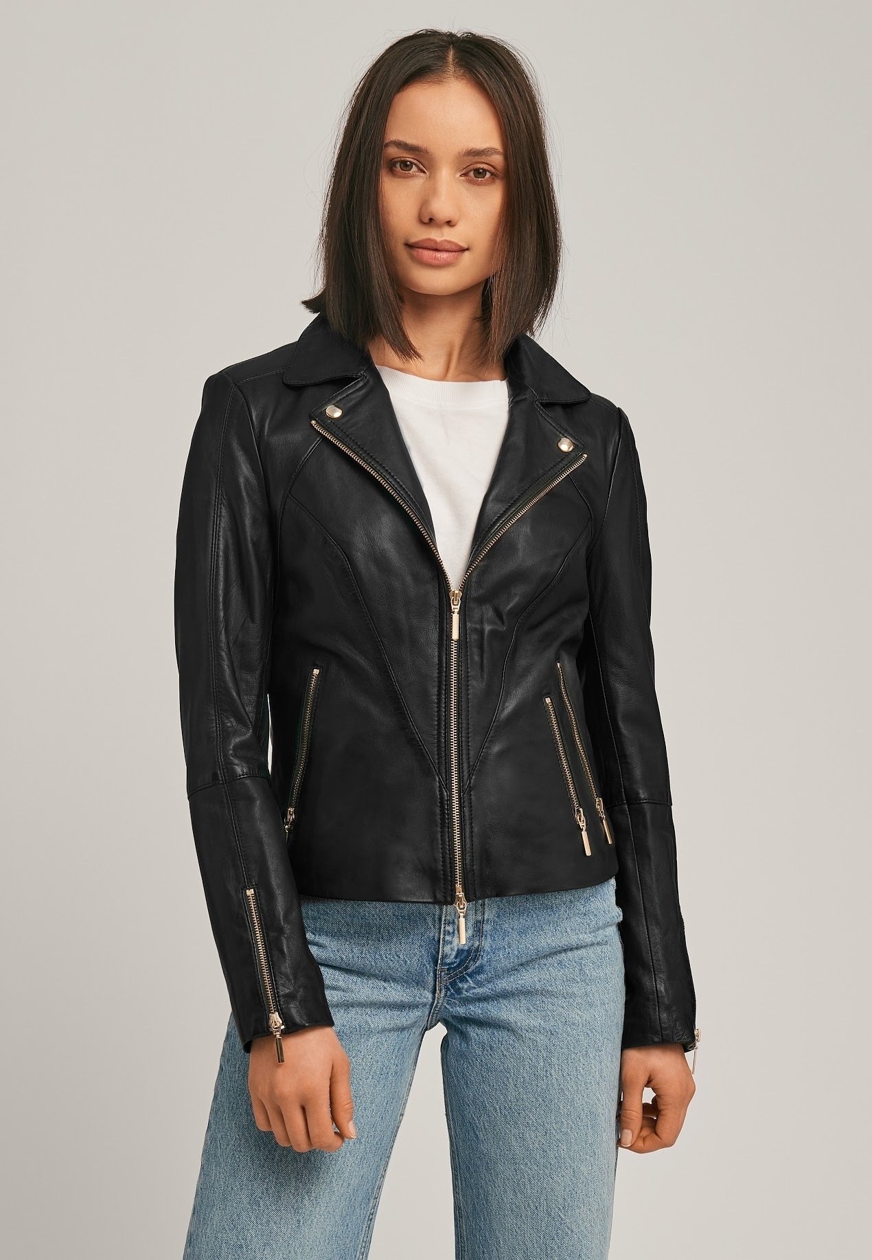 Max Studio Damen Motorradjacke Aus Kunstleder – Mit Moto-Details & Reißverschlüssen