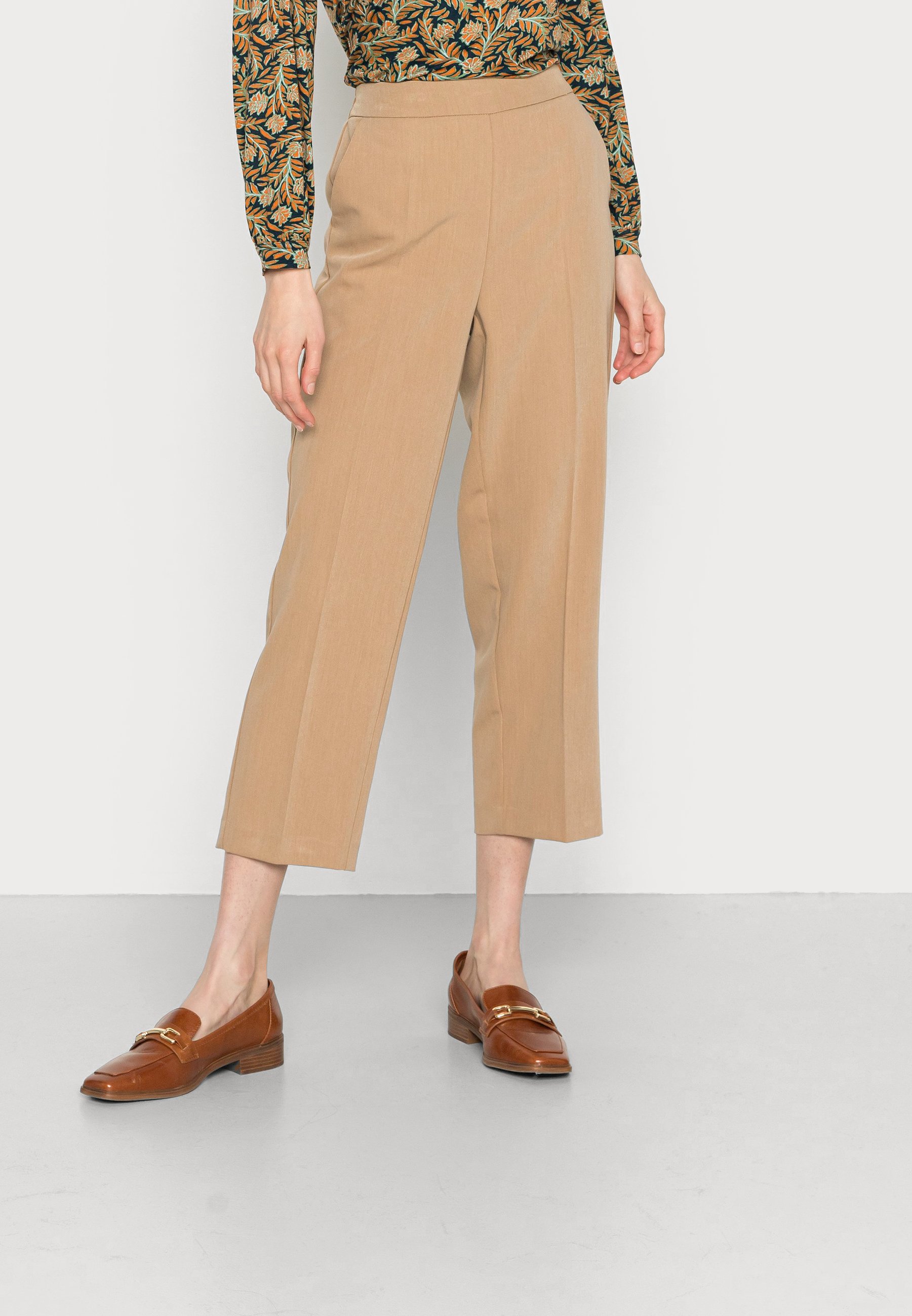 Kaffe SAKURA CROPPED PANTS - Pantaloni - tiger's eye melange/grigio chiaro  - Zalando.it