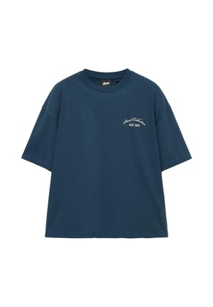 PULL&BEAR, STWD REFRESH BLUE SHORT-SLEEVED T-SHIRT - T-shirt print - dark blue