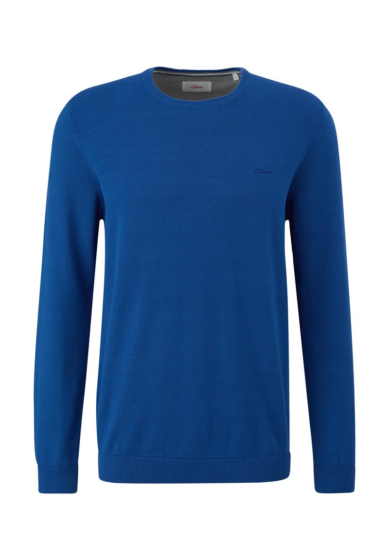 s.Oliver MIT LOGO-STICKEREI - Strickpullover - royalblau