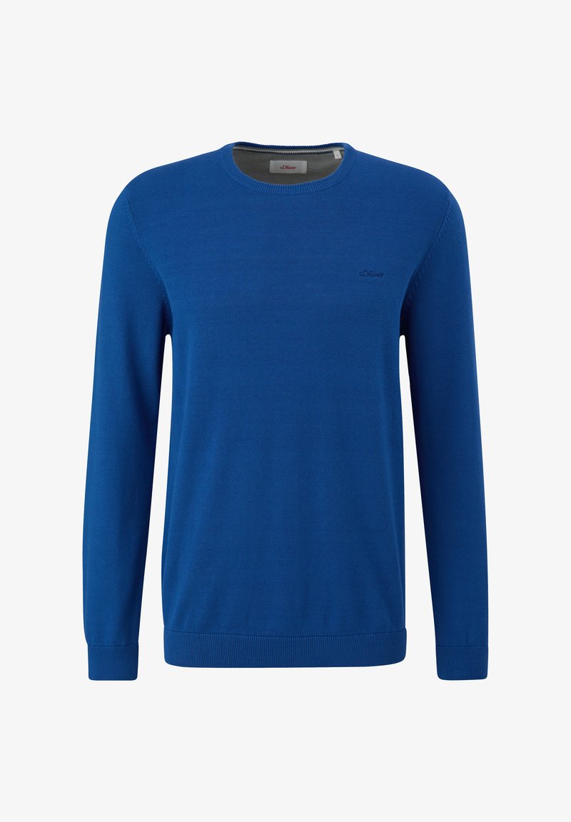 s.Oliver MIT LOGO-STICKEREI - Strickpullover - royalblau