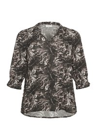 Kaffe Curve Pluus - black grey abstract graphic