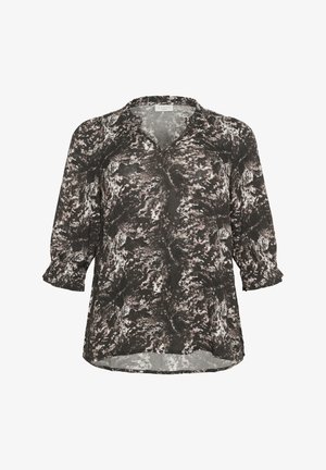 Kaffe Curve Pluus - black grey abstract graphic