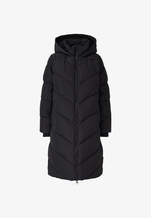 Czarna, ocieplana kurtka z kapturem, z zapięciem na zamek błyskawiczny i wzorem w zygzak. Posiada sznurki w okolicy szyi oraz elastyczne mankiety.