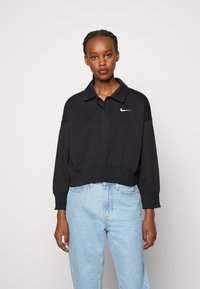 Nike Sportswear W NSW STYLE FLC CROP 3Q POLO - Camisola - black/sail