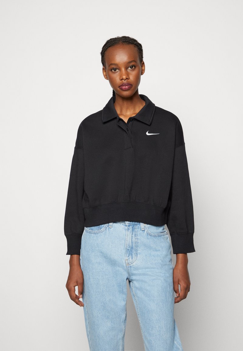 Nike Sportswear W NSW STYLE FLC CROP 3Q POLO - Camisola - black/sail
