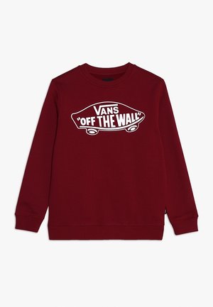 Bordeaux sweatshirt met een witte "Vans 'Off the Wall'" graphic, ronde hals, lange mouwen en geribbelde boorden en zoom.