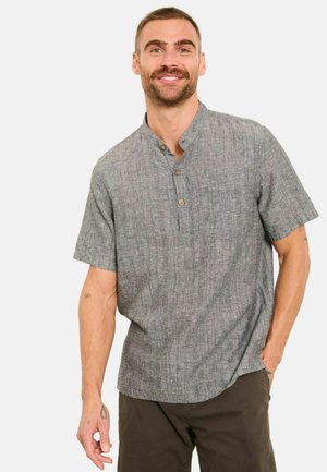 REGULAR FIT - SHORT SLEEVE GRANDAD POPOVER - Shirt - washed black bold stripe