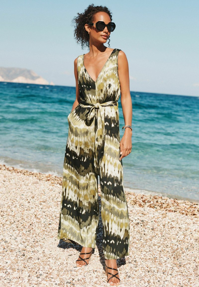 Next EMBROIDERED WIDE LEG JUMPSUIT Jumpsuit green black tie dye