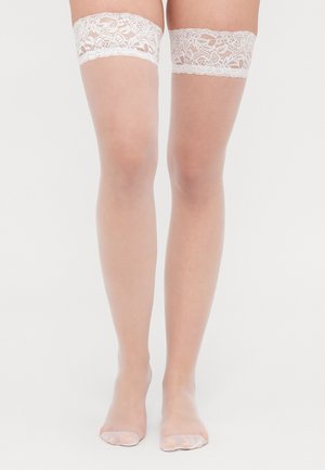 GLOSSY HOLD UPS - Overknee-strømper - white