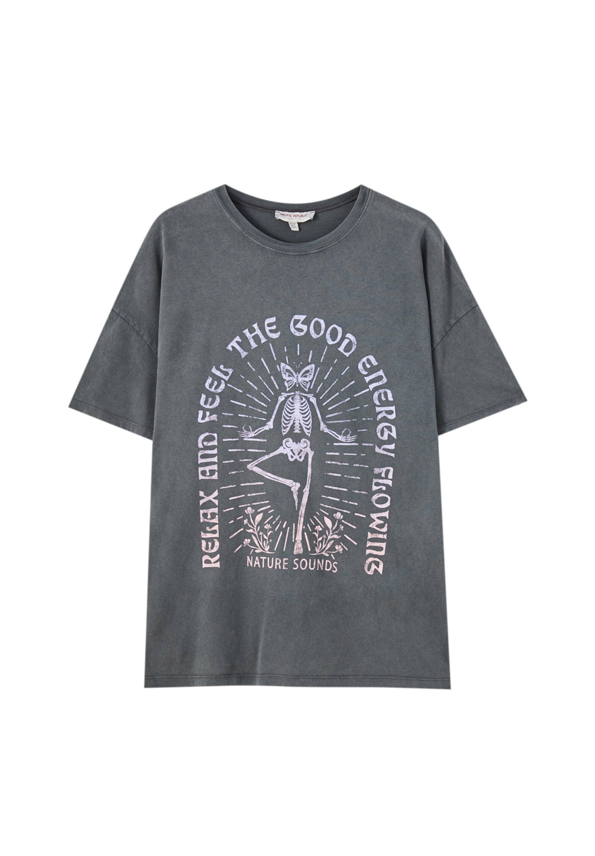 PULL\u0026BEAR MIT YOGA-SKELETT - T-shirt 