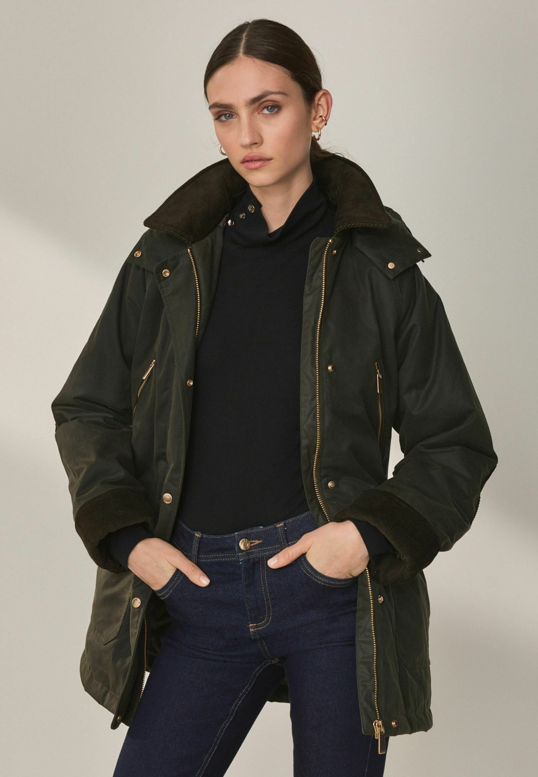 Next PREMIUM BRITISH WAXED - Wintermantel - khaki green/grün 