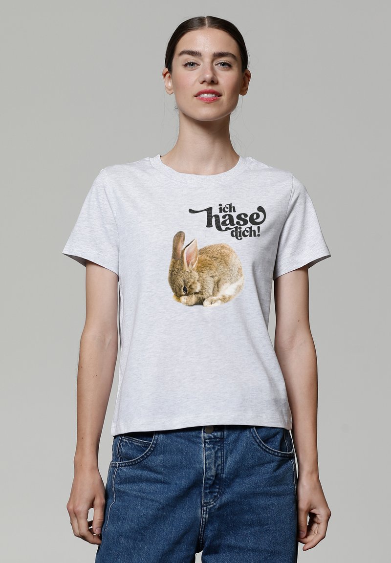 watapparel ICH HASE DICH - T-shirt imprimé - cool heather grey