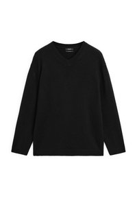 Massimo Dutti OVERSIZE CASHMERE V-NECK - Strickpullover - black