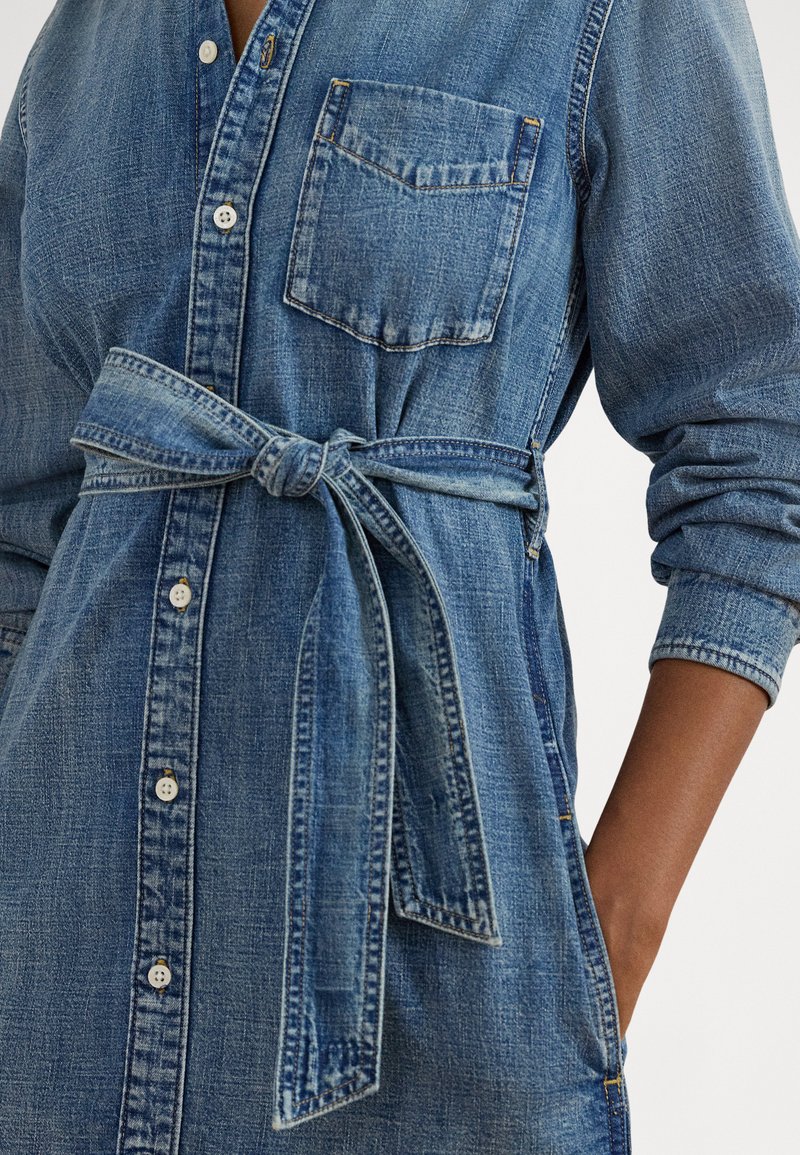 ralph lauren petite denim dress Lauren Ralph Lauren Petite DENIM LONG SLEEVE MIDI DRESS - Denim dress - dark rinse wash/blue denim