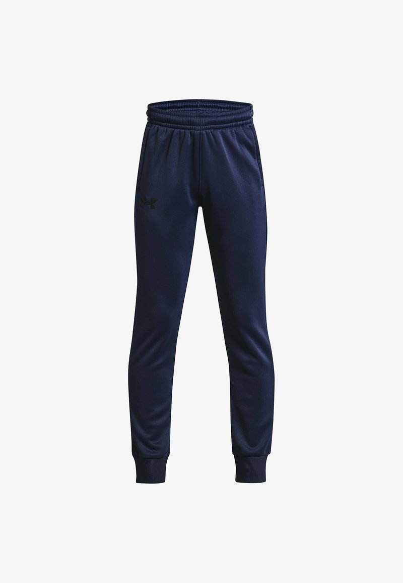 Jūras spēku sportiskie joggeri, izgatavoti no mīkstas auduma, ar elastīgu jostasvietu, sašaurinātām kājām un mazu melnu logotipu kreisajā pusē.