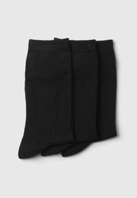 Sorte bomuldsstrømper i en pakke med tre, med en glat tekstur, ribbede kanter og et sømløst tådesign.