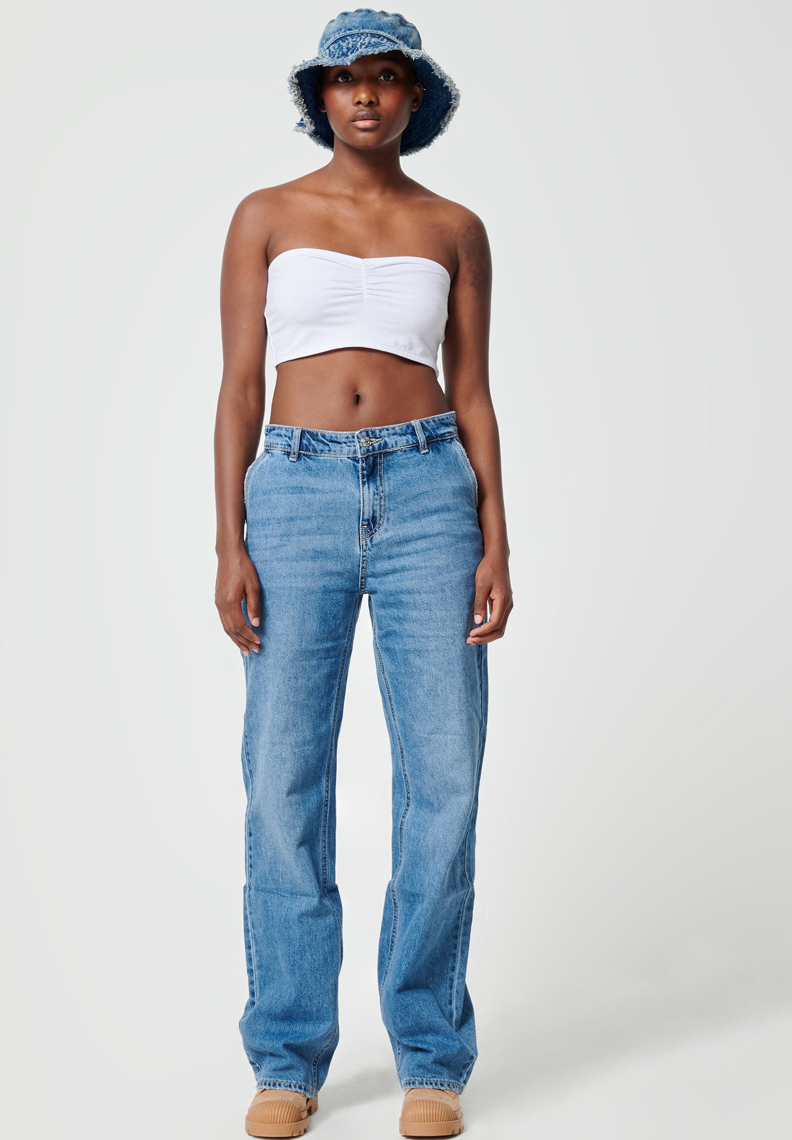 Pimkie STRAIGHT LEG JEANS - MID WAIST - Straight leg jeans -  denimblau/Blauw - Zalando.nl