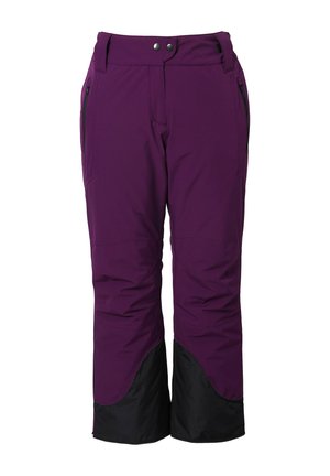 Violet lumihousut mustilla vahvistetuilla nilkoilla, etutaskuilla, joissa on vetoketju, ja nappikiinnityksellä vyötäröllä.