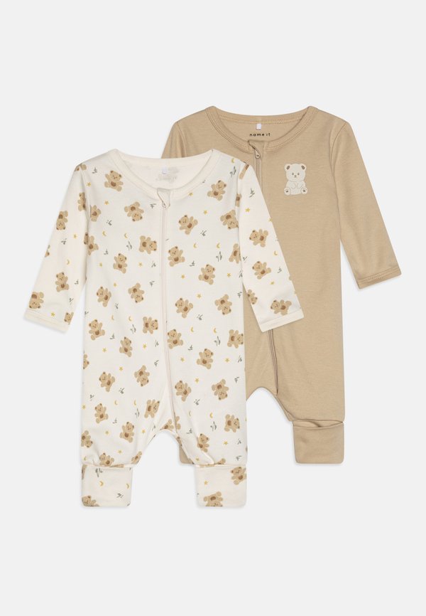 NBNNIGHTSUIT ZIP JET BEAR UNISEX 2 PACK - Sleep suit - jet stream