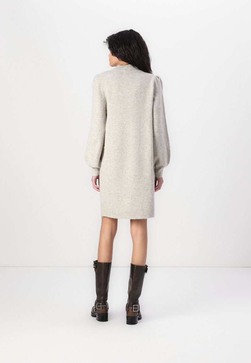 Abito a maglia da donna, a collo alto, con scollo rotondo, a maglia, a maniche lunghe, estivo, da donna, elegante, tinta unita, casual, bianco, XL