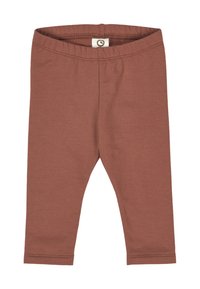 Brown cotton leggings met een zachte textuur, een elastische tailleband en geen zichtbare patronen of hardware, ontworpen voor comfort en gemakkelijke beweging.