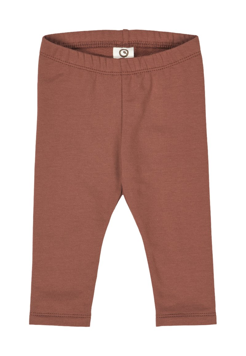 Brown cotton leggings met een zachte textuur, een elastische tailleband en geen zichtbare patronen of hardware, ontworpen voor comfort en gemakkelijke beweging.