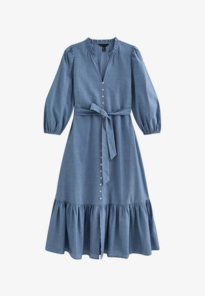 New Look, LIGHT CHAMBRAY GRANDAD NECK MIDI DRESS - Robe chemise - blue