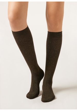 GLITTER - Knæstrømper - brown