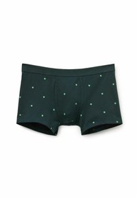 Zelené bavlněné boxerky s malým diamantovým a křížovým vzorem v světle zelené barvě. Navrženy pro těsné padnutí s měkkým pasem.