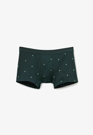 Grønne bomulds-boxershorts med et lille diamant- og krydsmønster i lysegrøn. Designet til at sidde tæt med en blød taljeelastik.