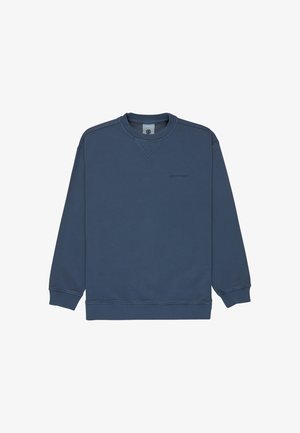 Marineblå sweatshirt i bomuldsblanding med ribbede ærmekanter og kant forneden, rund halsudskæring og diskret logo foran. Standard pasform og struktur.