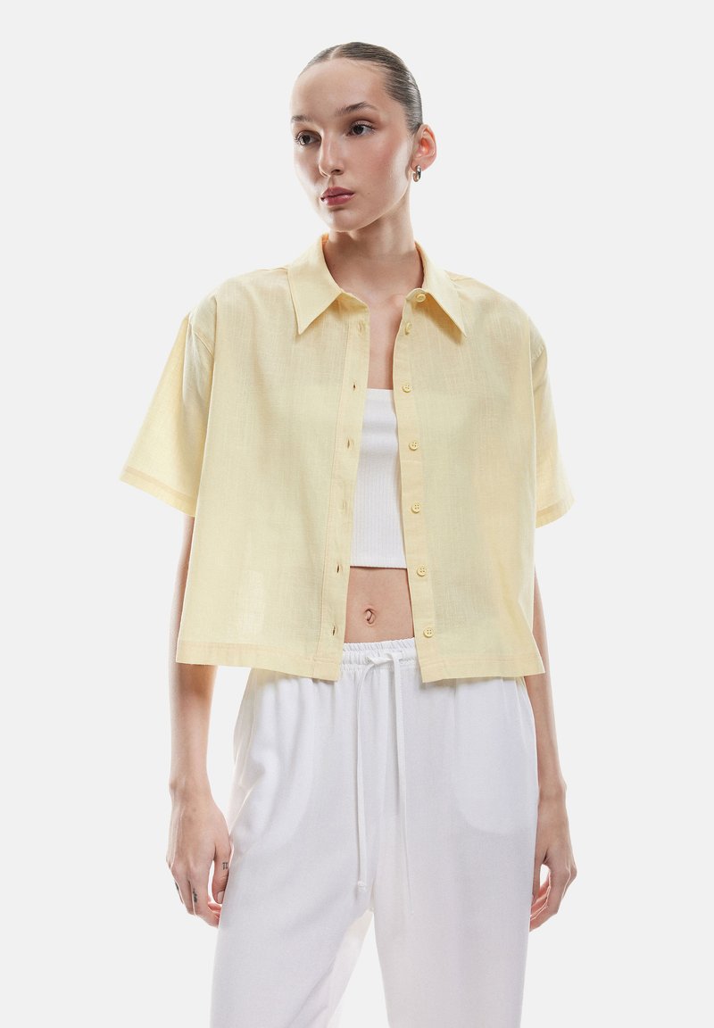 Koton CROP - Hemdbluse - yellow