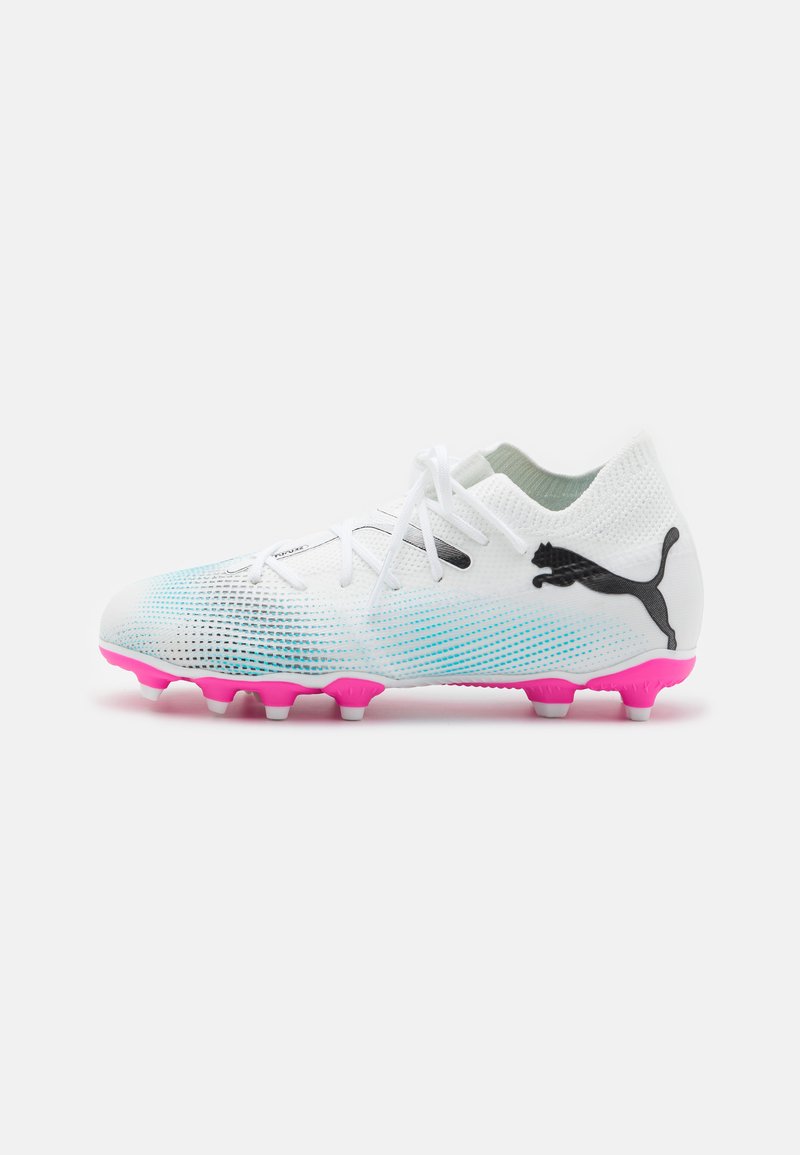 Puma FUTURE 7 MATCH FG/AG JR UNISEX - Scarpe da calcio per terreni duri - white/black/poison pink