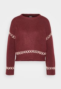 ONLAMANDA LIFE O NECK DETAIL - Camisola - cabernet/cloud dancer