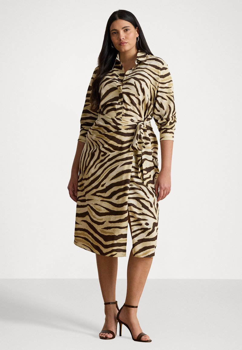 brown cowboy boots with dress Dixie Chic Brown Off Shoulder Ruched Zebra Print Dress