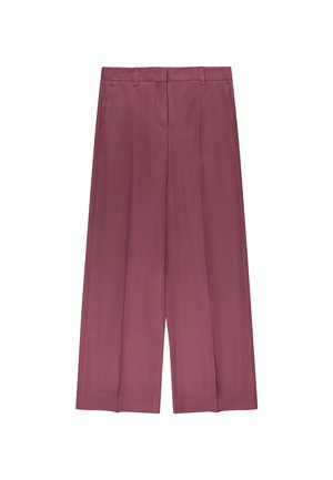 Hoch taillierte, weit geschnittene Hose in Mauve mit vorderen Falten, seitlichen Taschen, Gürtelschlaufen und verdecktem Reißverschluss.