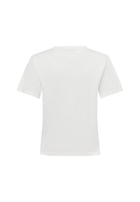 T-shirt en coton blanc avec un col rond, des manches courtes et une texture lisse. Le design est simple, sans motifs ni embellissements visibles.