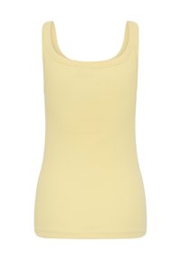 Débardeur ajusté sans manches jaune pâle avec encolure carrée et larges bretelles.