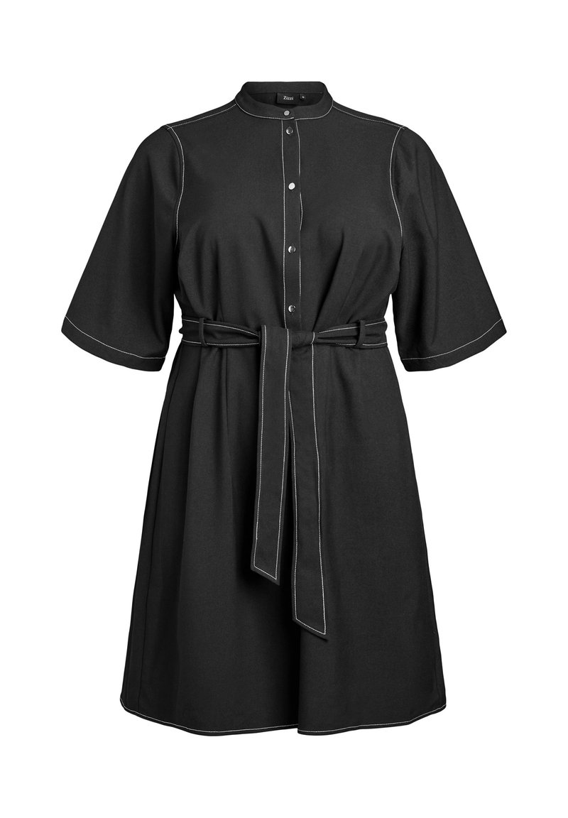 black shirt dress with white stitching Journi Maxi Dress