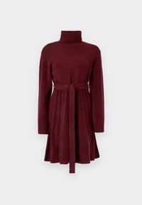 VITRINE ROLLNECK SHORT DRESS - Strikket kjole - burgundy