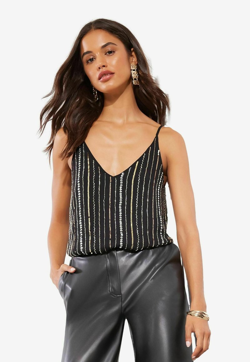 Friends Like These REGULAR FIT - EMBELLISHED SEQUIN - Toppi - black silver