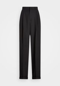 WOOL WIDE LEG TUXEDO TROUSER - Trousers - black
