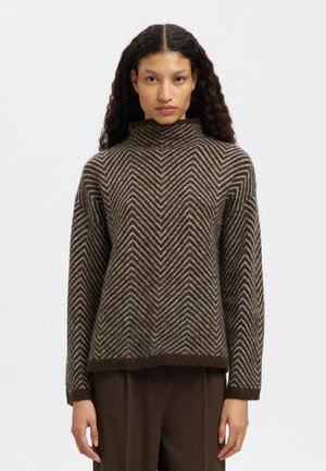 SLFLULU HERRINGBONE HIGH NECK - Strickpullover - delicioso/birch