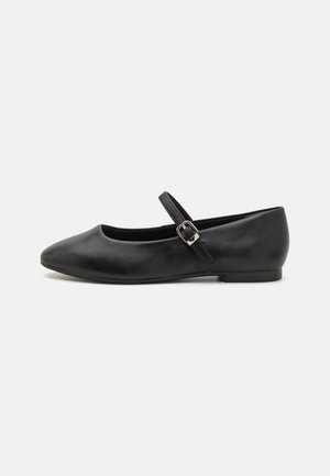 Ankle strap ballet pumps - black