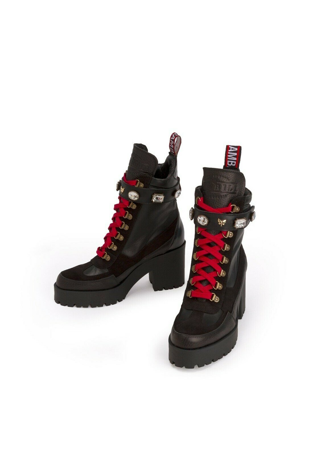 CAMBILI FREYA - Botines con cordones - black and red/negro - Zalando.es