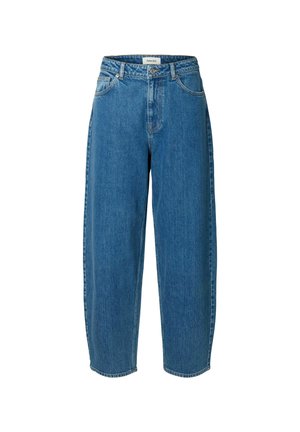 Selected, BARREL FIT JEANS HIGH WAIST - Jean boyfriend - medium blue denim
